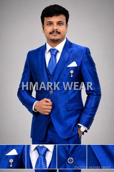 Men's Royal Blue Solid Slim Fit Formal Blazer | Single Breasted Wedding, Party & Office Wear