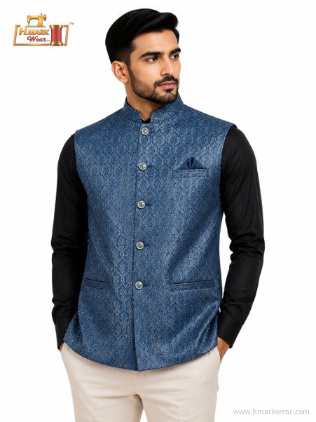 HMARK WEAR Royal Blue Ornate Pattern Modi Coat