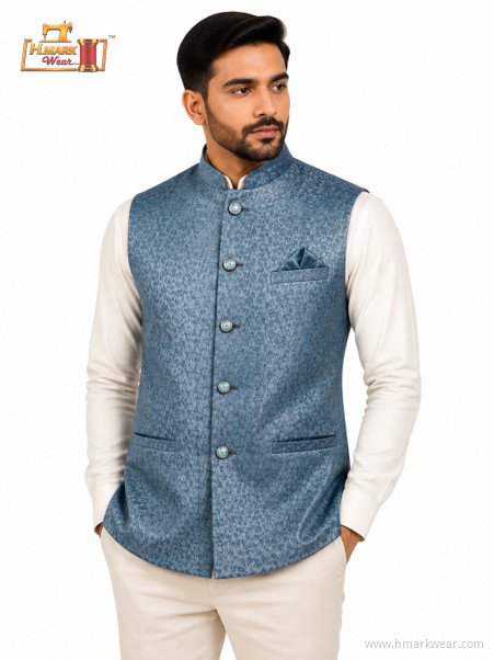 HMARK WEAR Steel Blue Floral Modi Coat