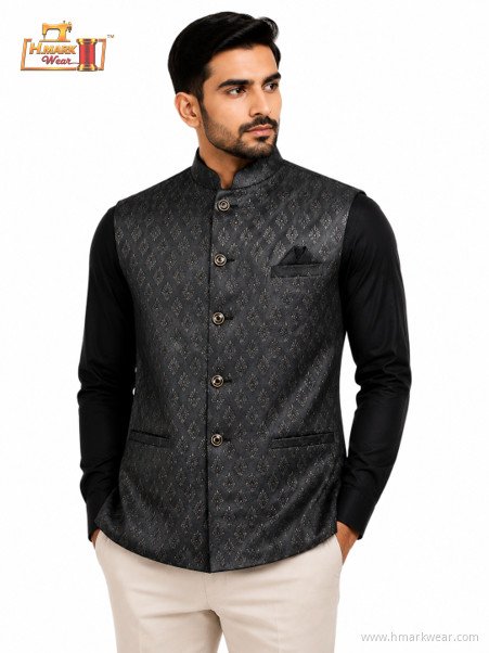 HMARK WEAR Charcoal Black Floral Modi Coat