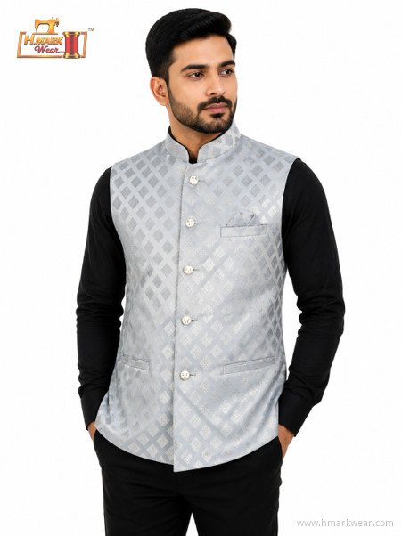 HMARK WEAR Silver Geometric Shine Modi Coat