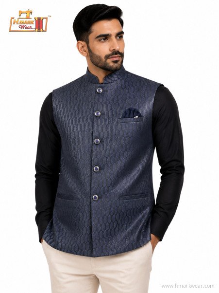 HMARK WEAR Midnight Navy Textured Modi Coat