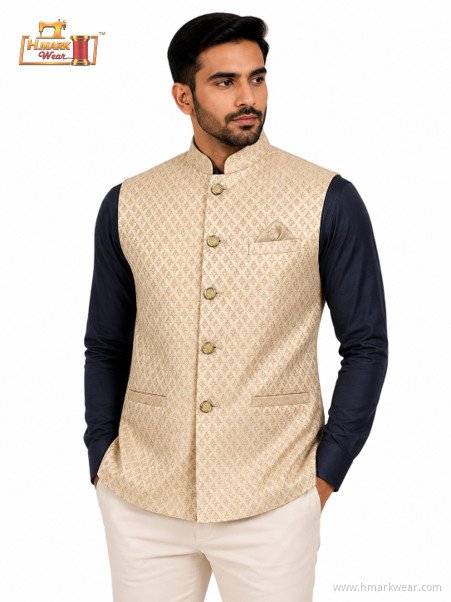 HMARK WEAR Golden Beige Patterned Modi Coat