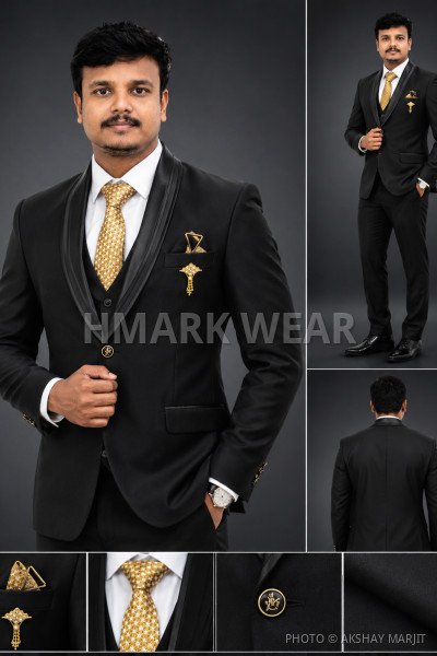 Men's Black Slim Fit Tuxedo Blazer with Satin Shawl Lapel | Wedding Party Formal Wear
