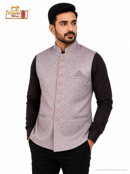 HMARK WEAR Mauve Floral Textured Modi Coat