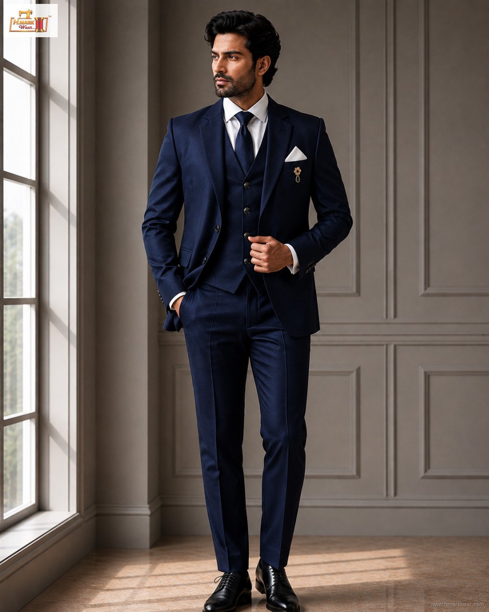 Men's Premium Violet Party Wear 3-Piece Suit Set