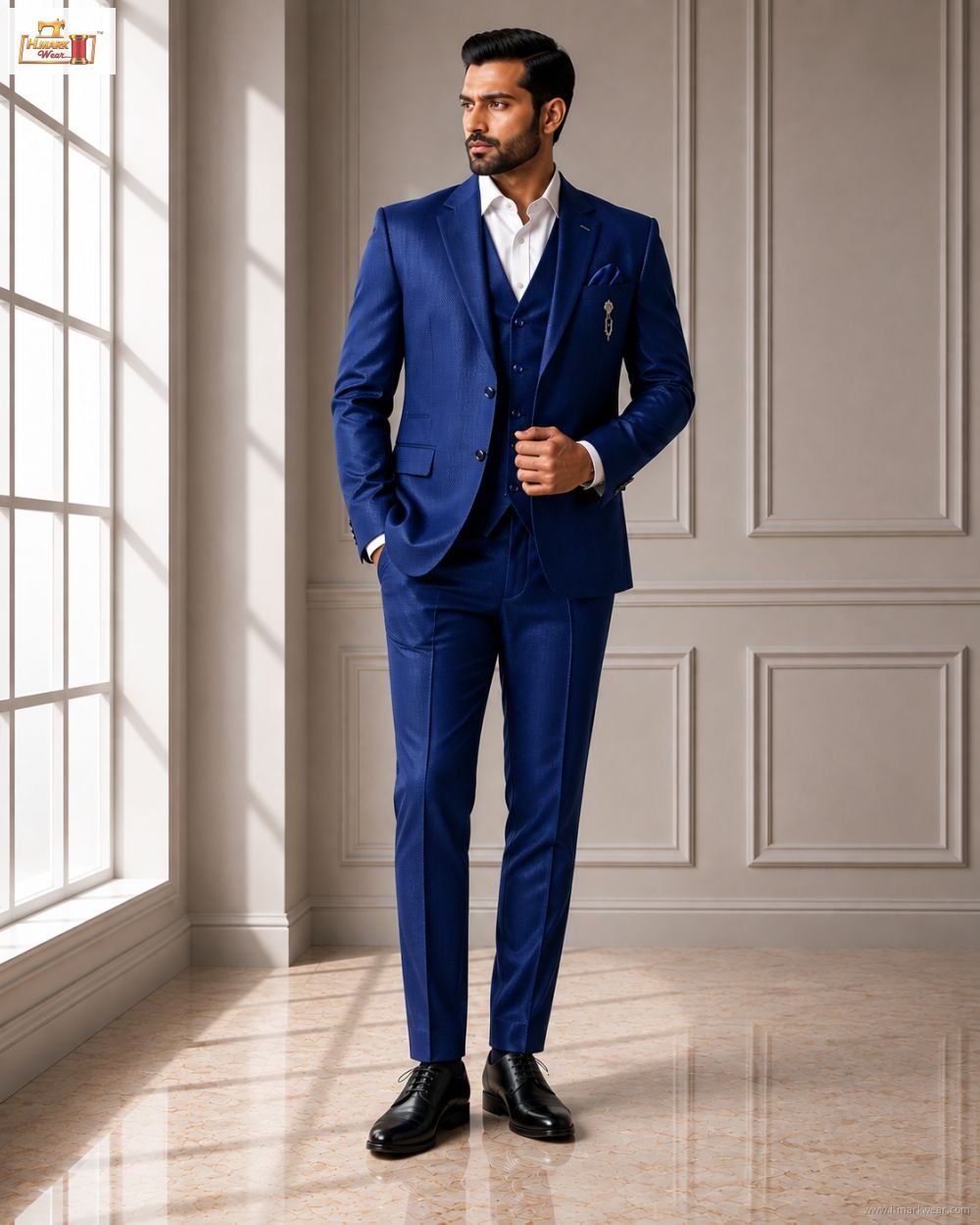 Men's Premium Plum Party Wear 3-Piece Suit Set